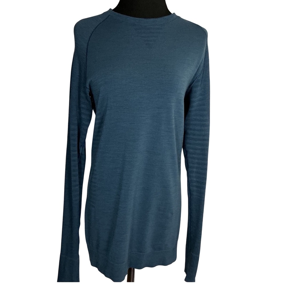 Lululemon Rest Less Pullover Women XL Teal Blue Wool Blend Long Sleeve Top